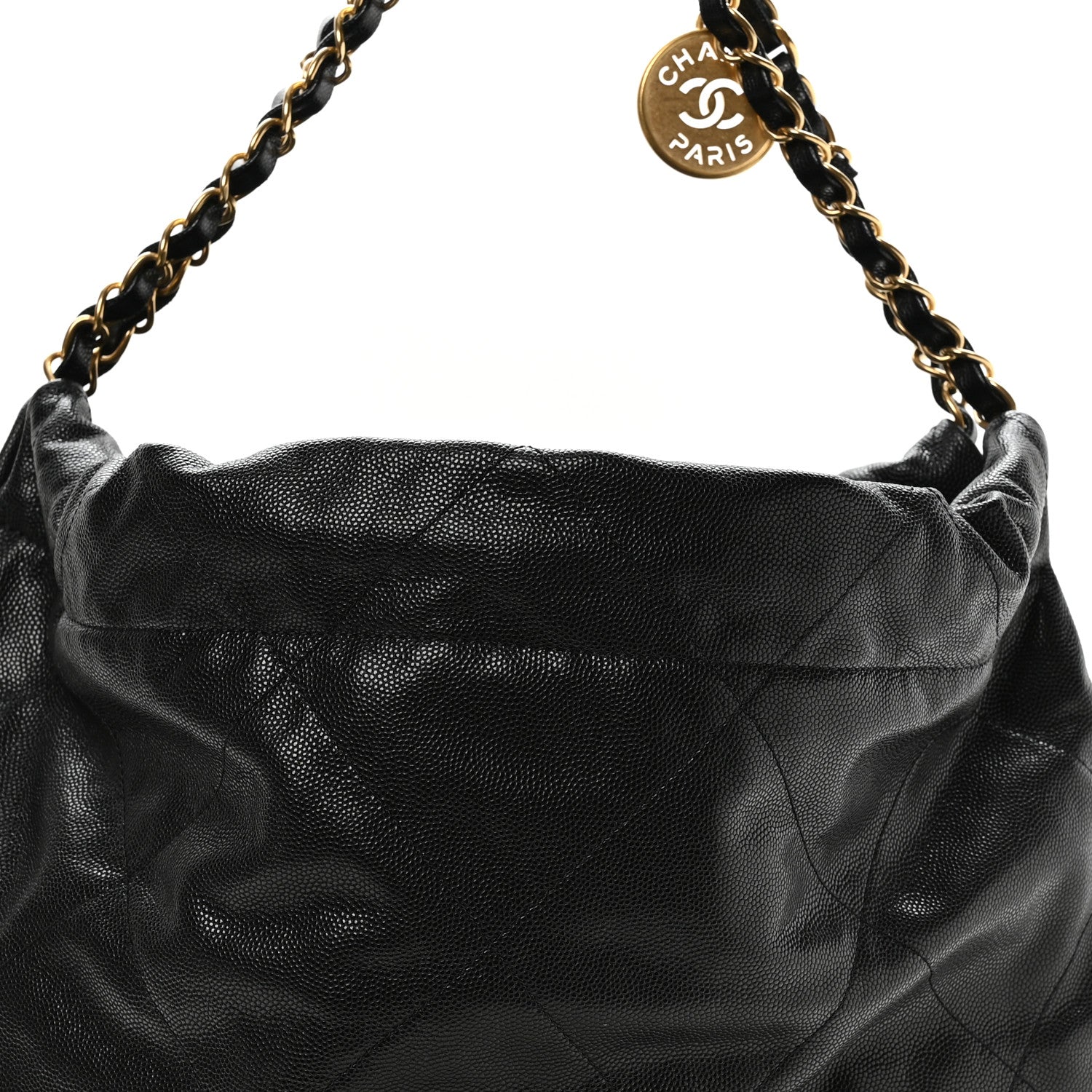 Shiny Caviar Quilted Monochrome Chanel 22 Black