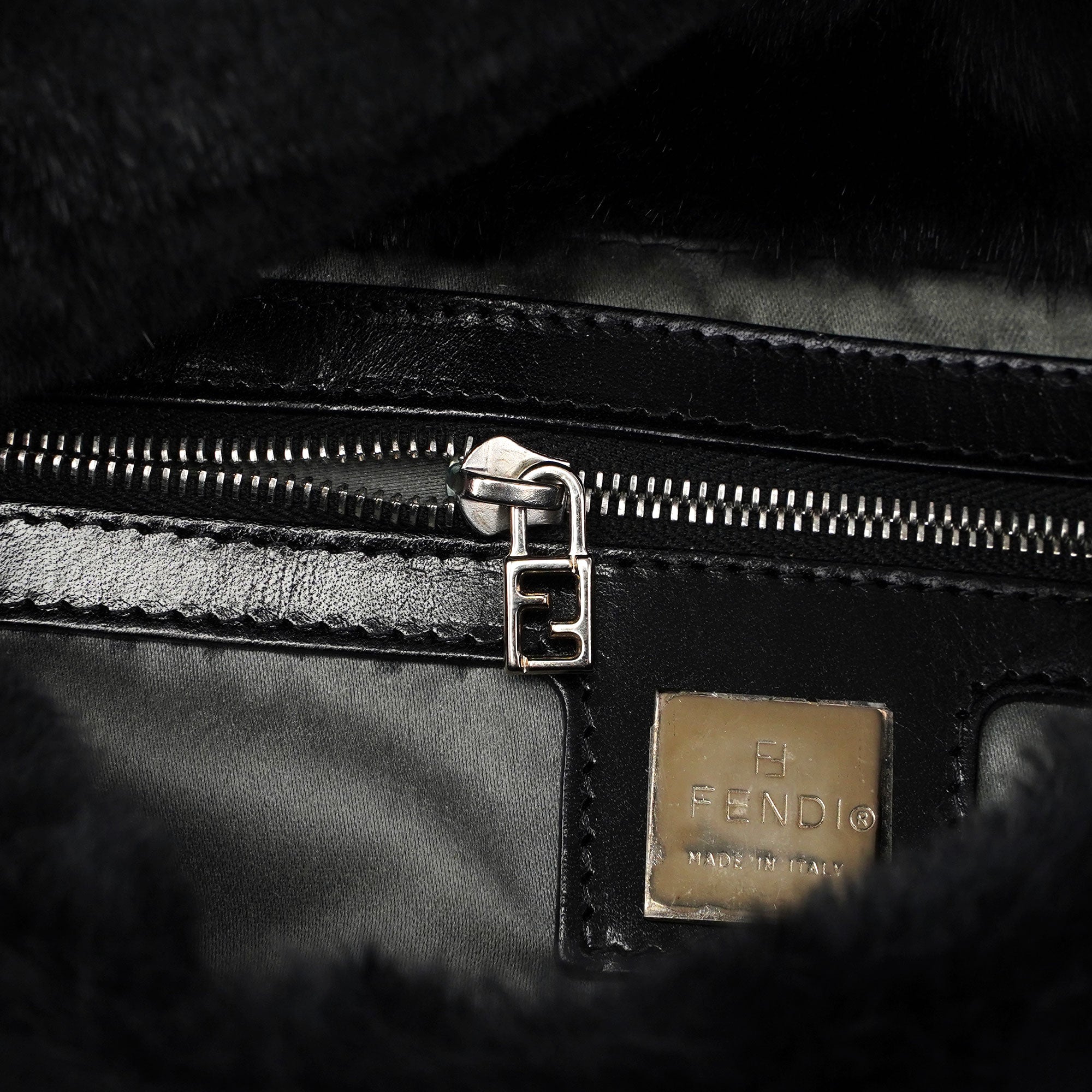 Black Fur Mamma Bag