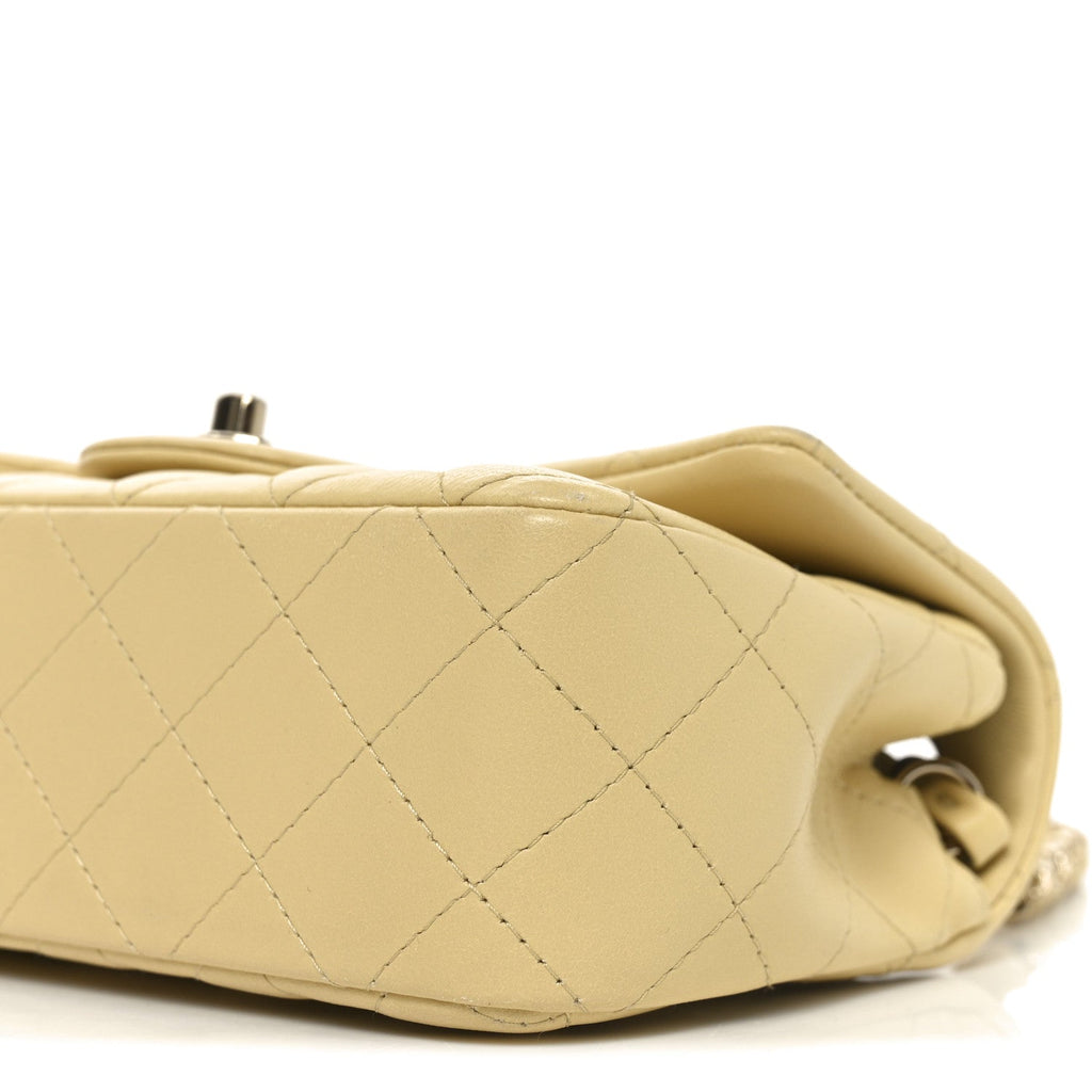 Lambskin Quilted Mini Rectangular Flap Light Yellow