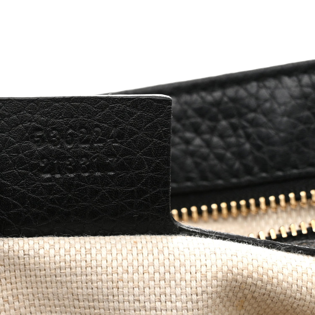 Pebbled Calfskin Medium Soho Flap Crossbody Black