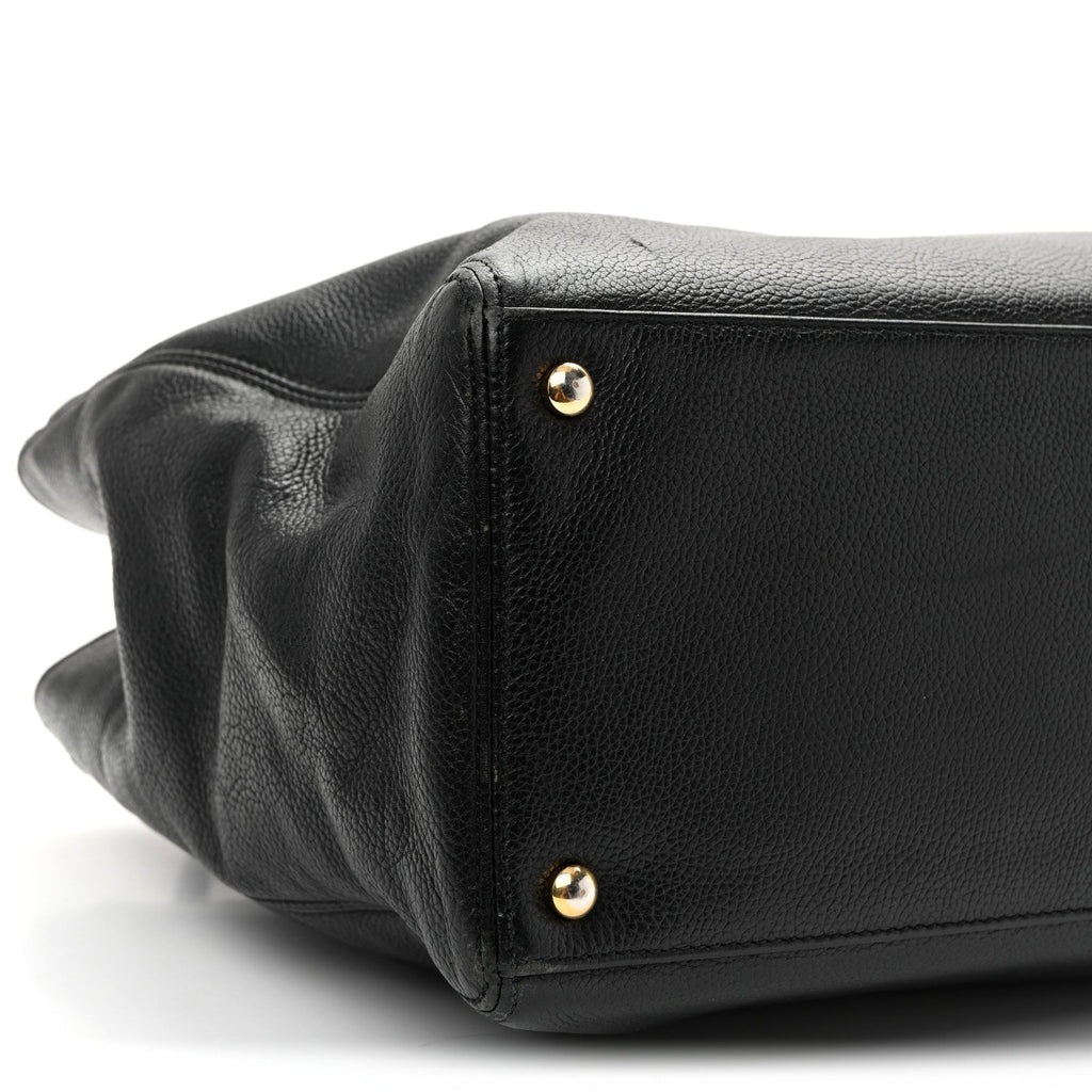 Calfskin Cerf Executive Shopper Tote Black