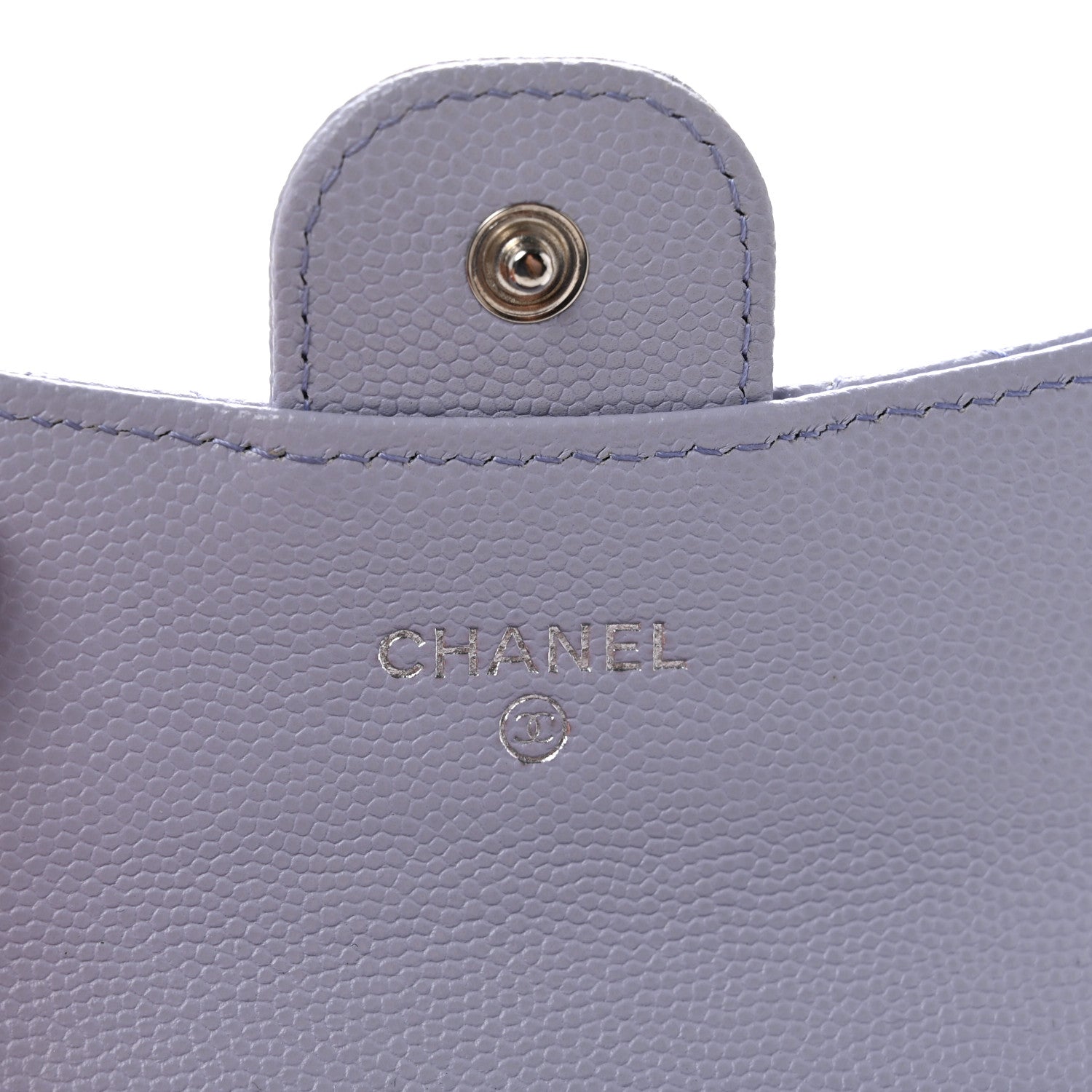 Caviar Quilted Flap Card Holder Wallet Light Purple