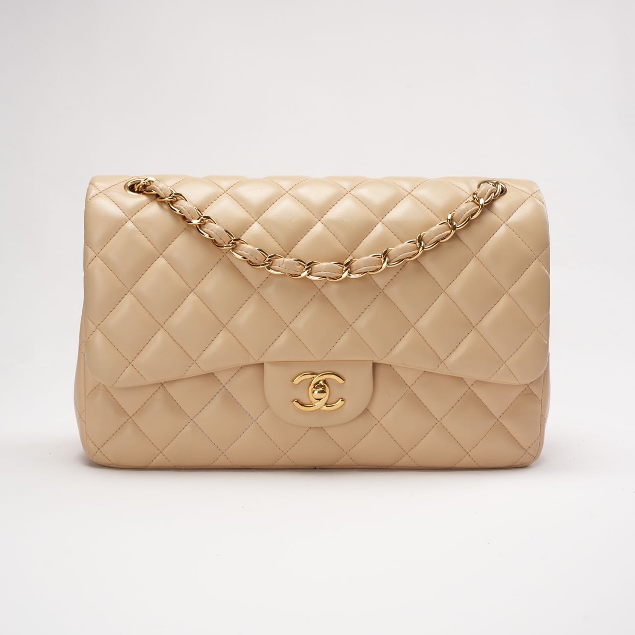 Chanel Classic Jumbo Double Flap Lamb Beige 2011