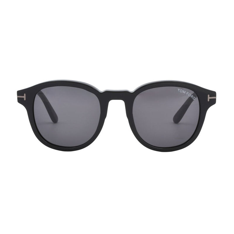 Tom Ford Sunglasses Round Full Rim, Shiny Black Frame and Smoke Lens FT0752-N01A