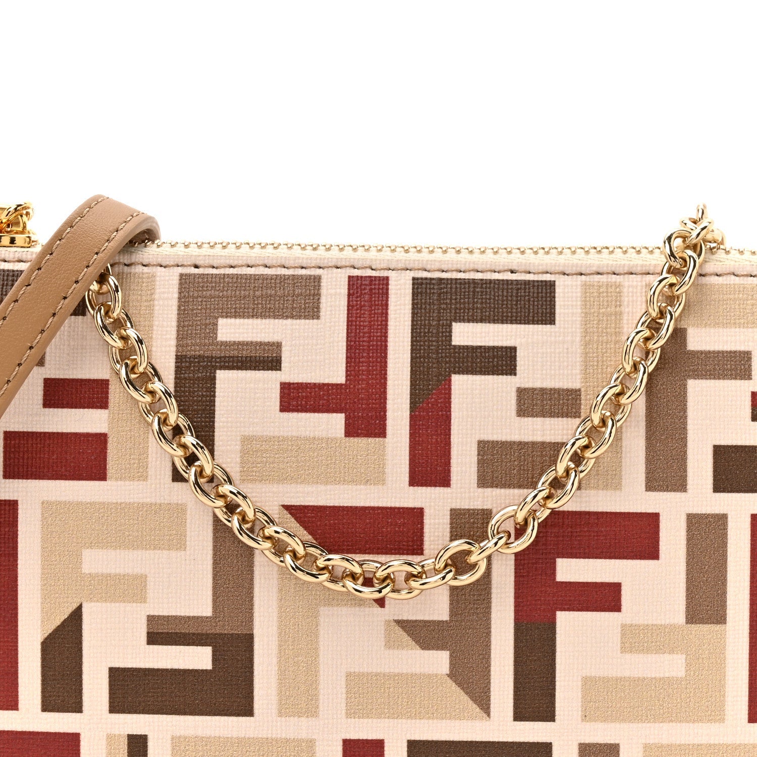 Fabric Jacquard Vitello Grace FF 1974 Baguette Pouch Grezzo Multicolor Soft Gold