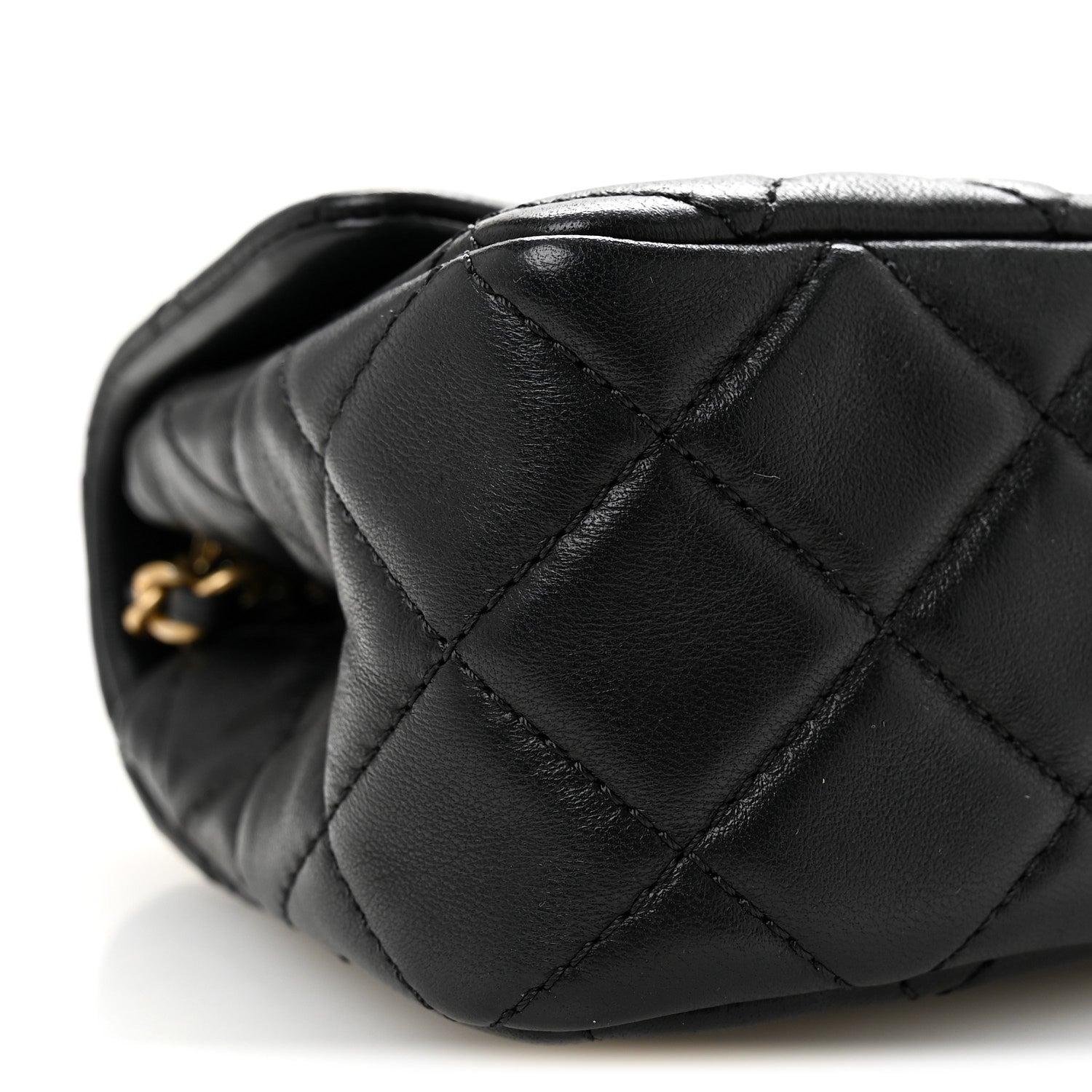 Lambskin Quilted Mini Rectangular Pearl Crush Flap Black