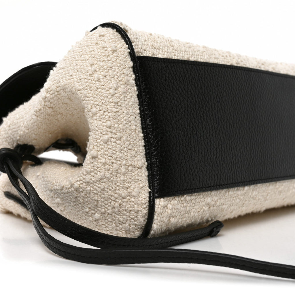 Grained Calfskin Boucle Urban Essentials Small Shopping Bag Ecru Black