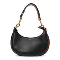 Smooth Calfskin Medium Strap Ava Shoulder Bag Black Tan
