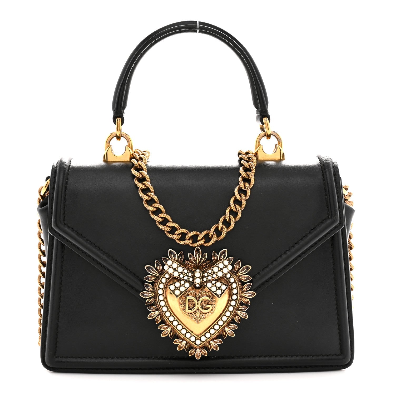 Smooth Calfskin Small Devotion Envelope Top Handle Bag Black