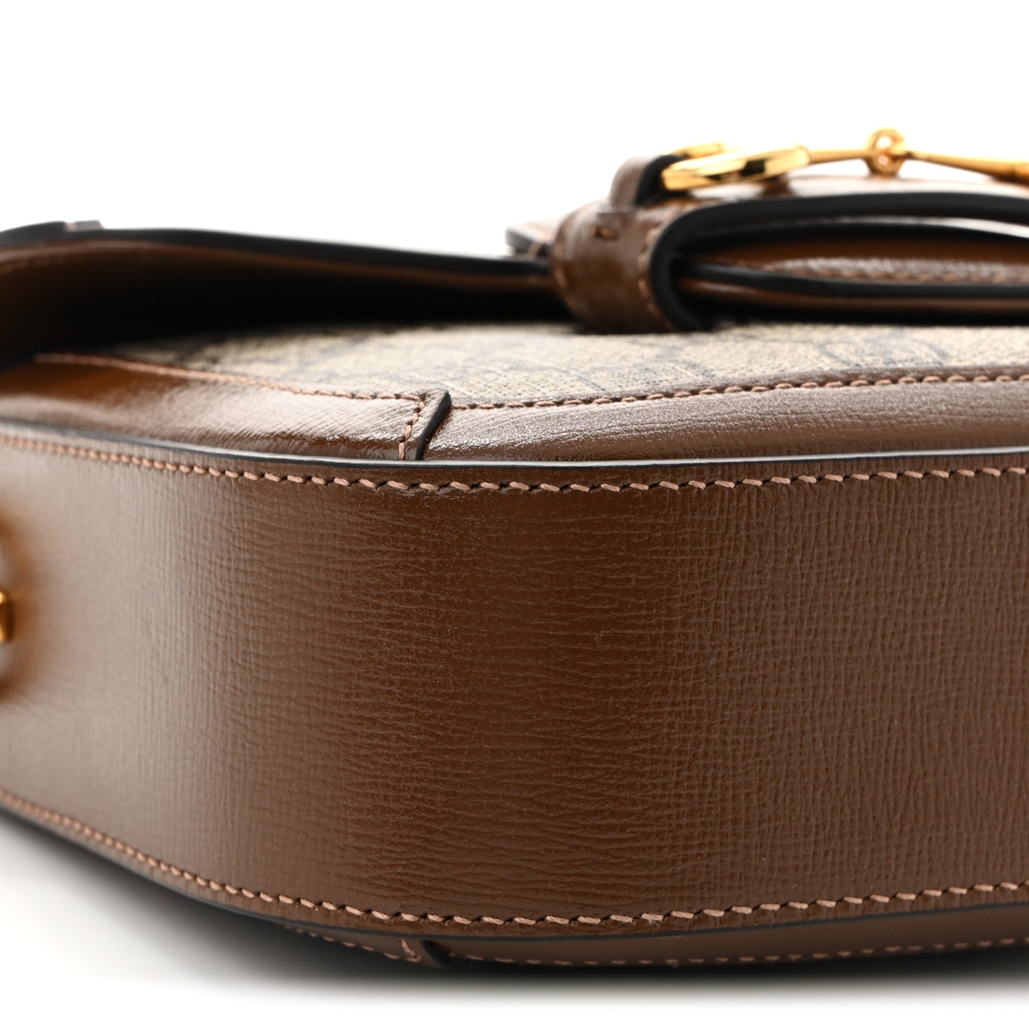 GG Supreme Monogram Web Mini Horsebit 1955 Shoulder Bag Beige Brown Sugar