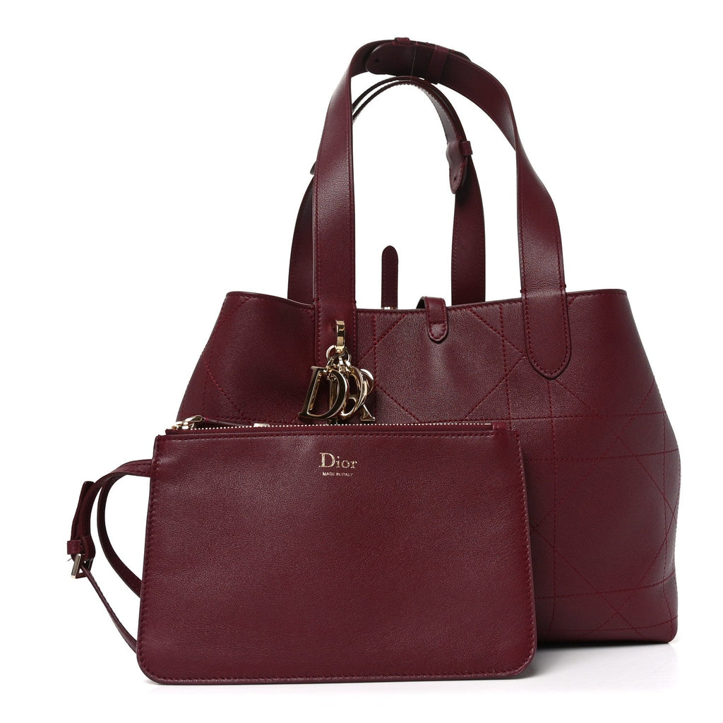 Calfskin Macrocannage Medium Toujours Vertical Tote Burgundy