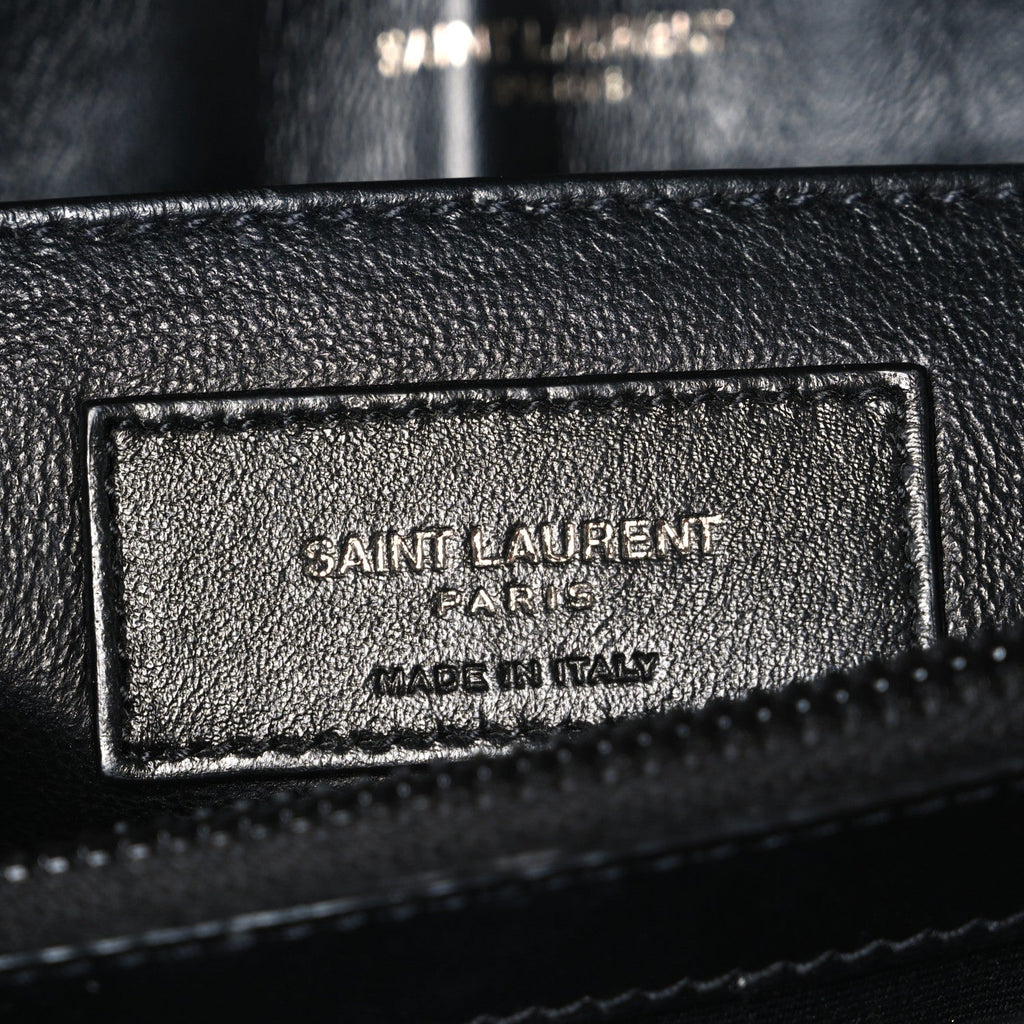 Calfskin Y Quilted Monogram Monochrome Small Loulou Chain Satchel Black