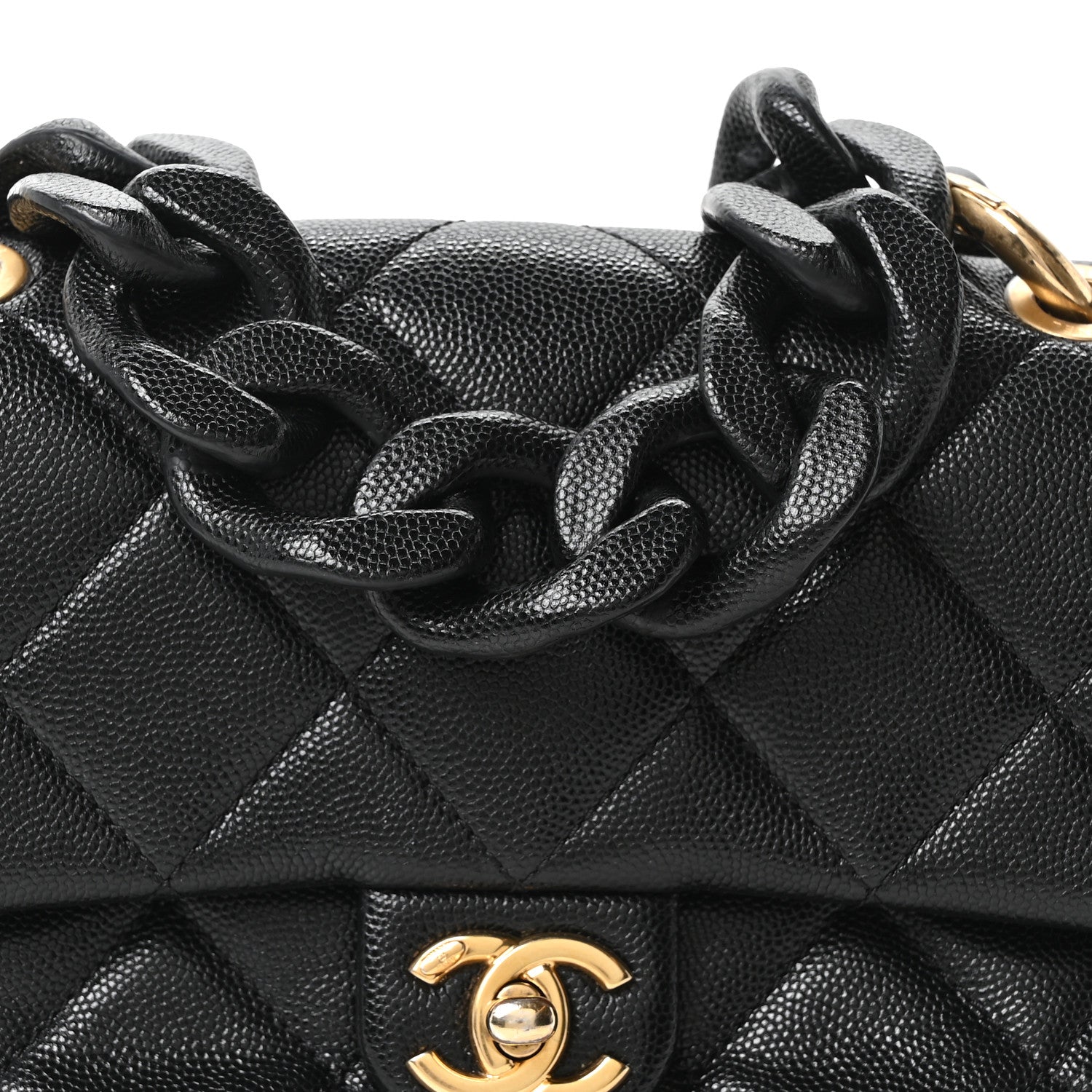 Caviar Quilted Funky Match Mini Flap Black