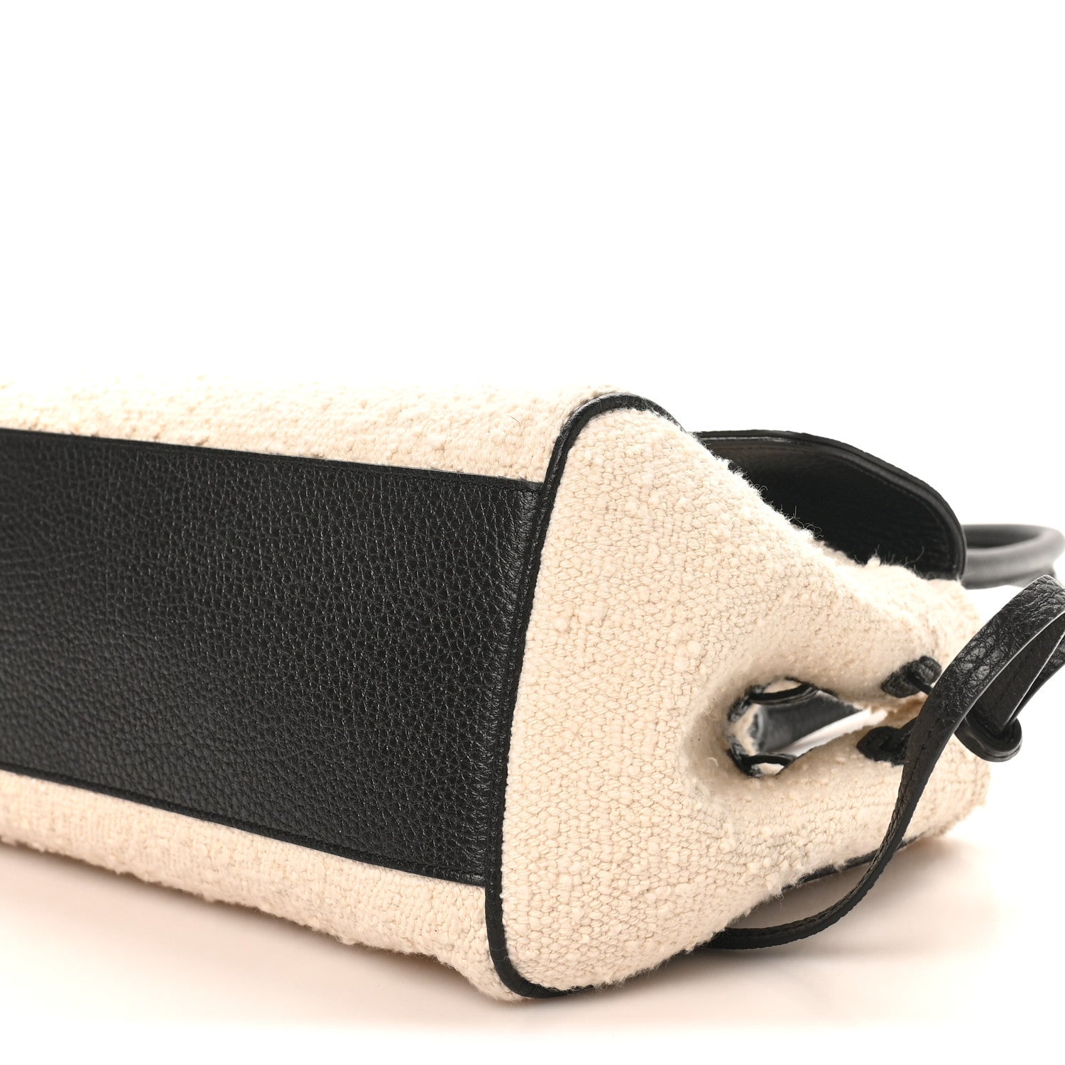 Grained Calfskin Boucle Urban Essentials Small Shopping Bag Ecru Black