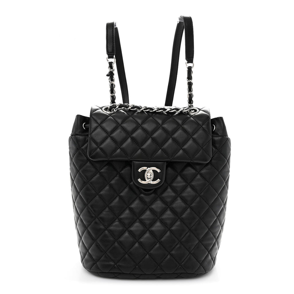 Lambskin Quilted Small Urban Spirit Backpack Black
