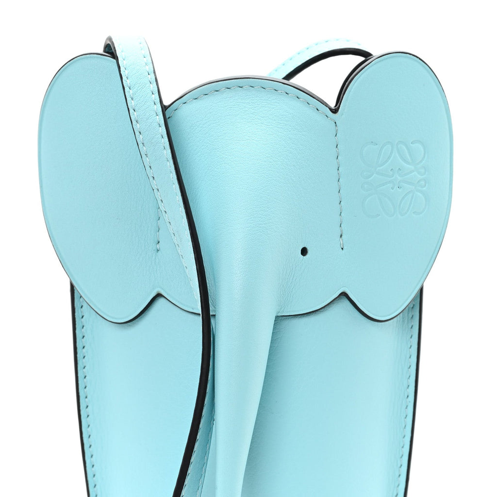 Calfskin Elephant Pouch Crossbody Bag Light Blue