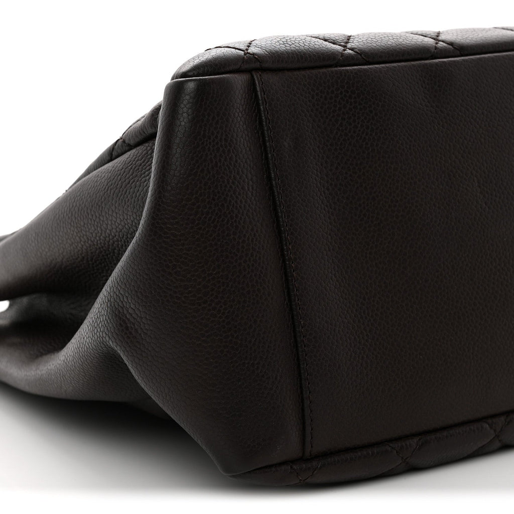 Caviar Quilted Grand Shopping Tote GST Dark Brown