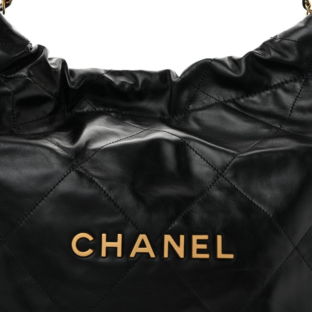Shiny Calfskin Quilted Small Chanel 22 Black