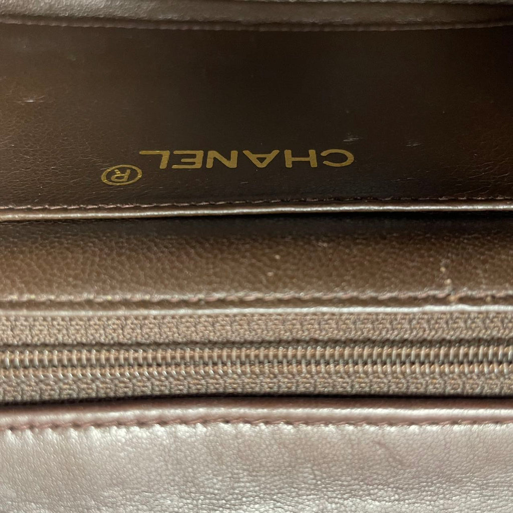 “Rare” Chanel Timeless Mini Square Flap Lamb Brown 1994