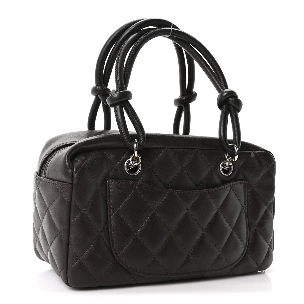Calfskin Quilted Small Cambon Bowler Dark Brown