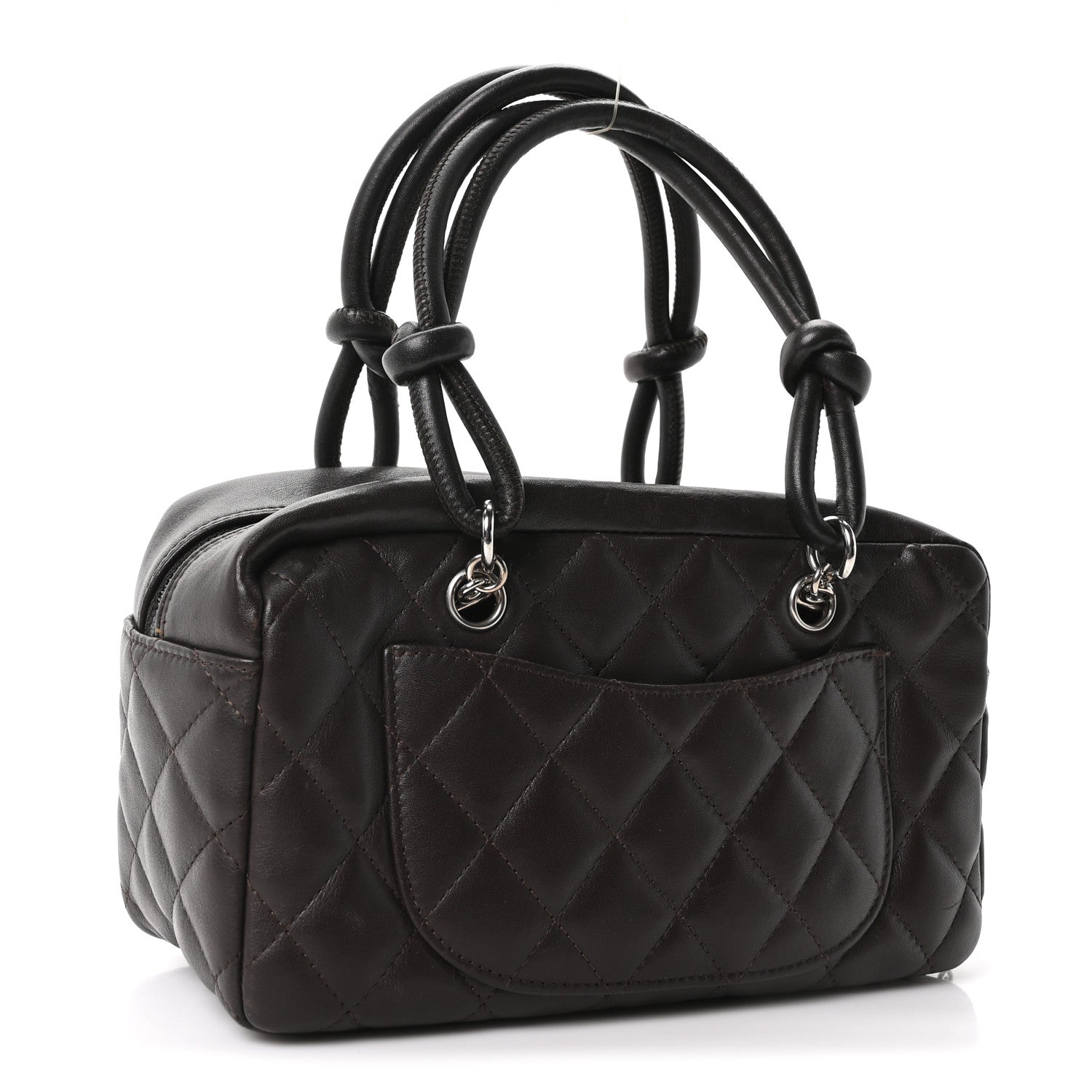 Calfskin Quilted Small Cambon Bowler Dark Brown