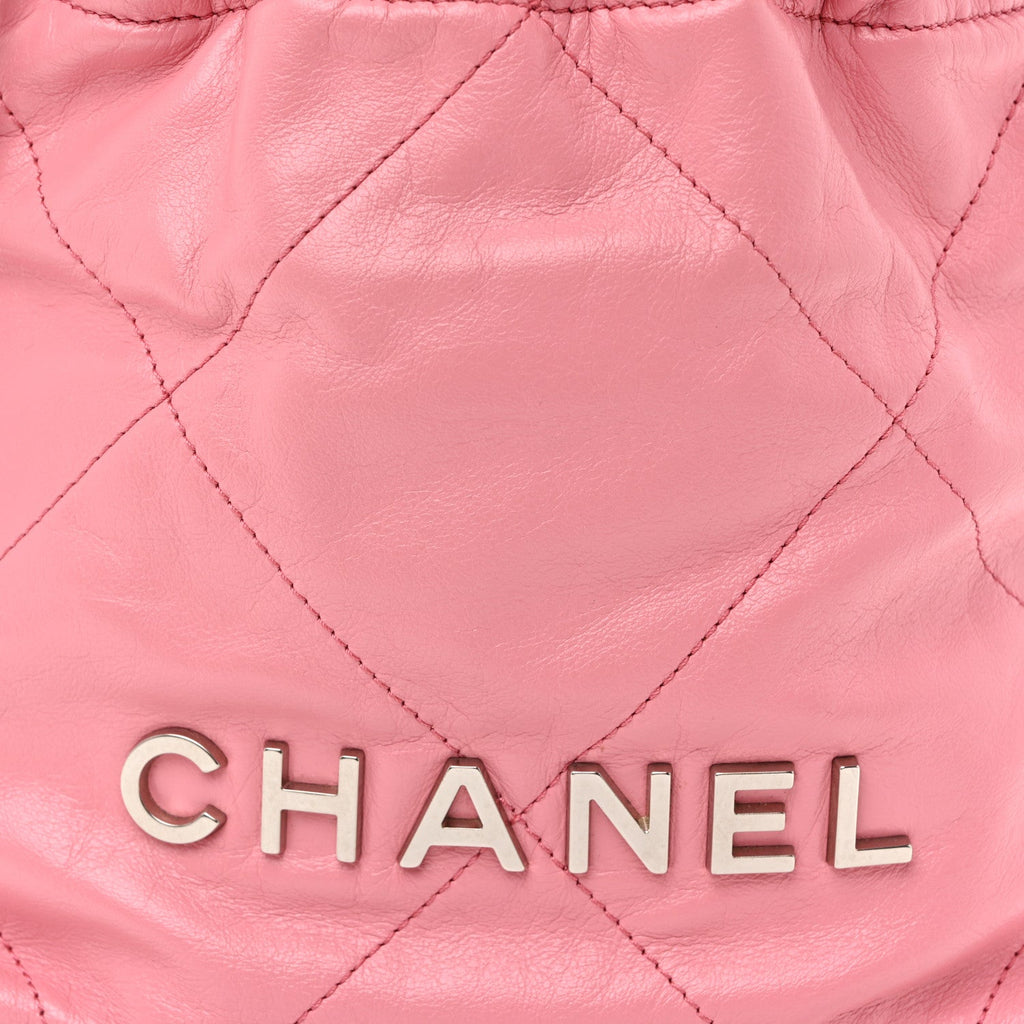 Shiny Calfskin Quilted Mini Chanel 22 Pink