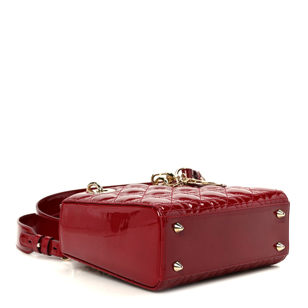 Patent Cannage Small My ABCDior Lady Dior Cherry Red