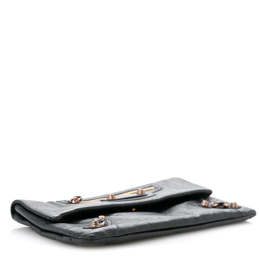 Agneau Giant 12 Rose Gold Hardware Envelope Clutch Anthracite