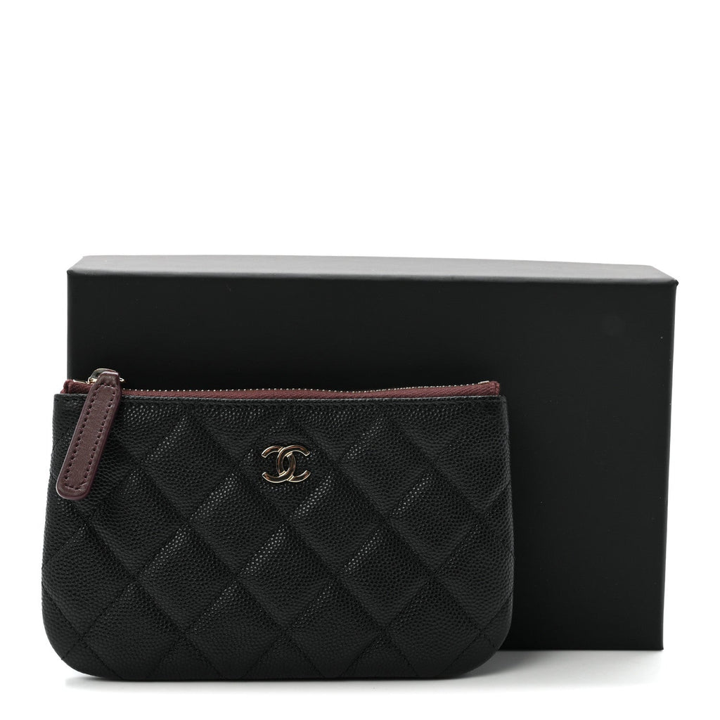 Caviar Quilted Small Cosmetic Case Black