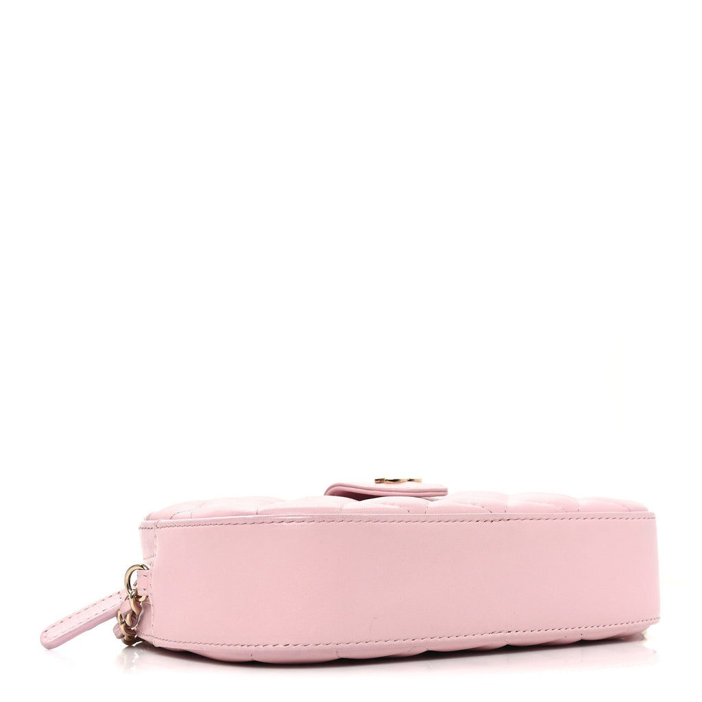 Lambskin Quilted Chain Camera Bag Light Pink