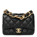 Lambskin Quilted Small Funky Town Flap Black
