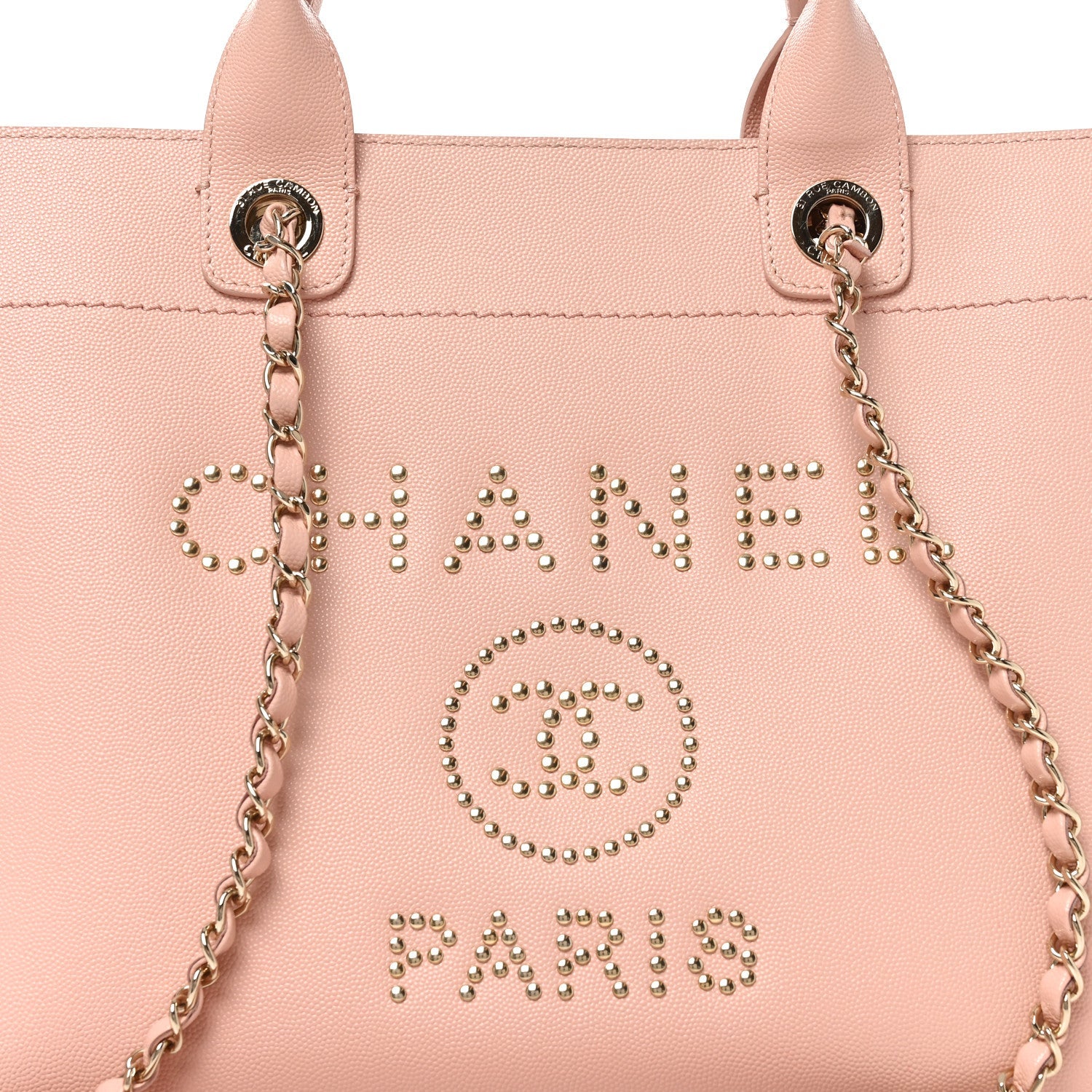 Caviar Small Studded Deauville Tote Light Pink