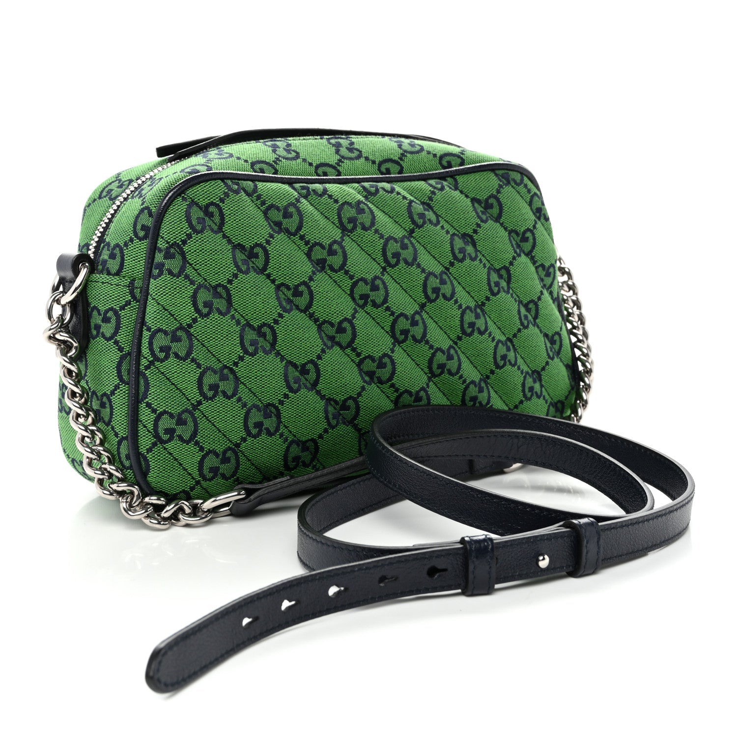 Monogram Multicolor Matelasse Diagonal Small GG Marmont Chain Shoulder Bag Green Blue