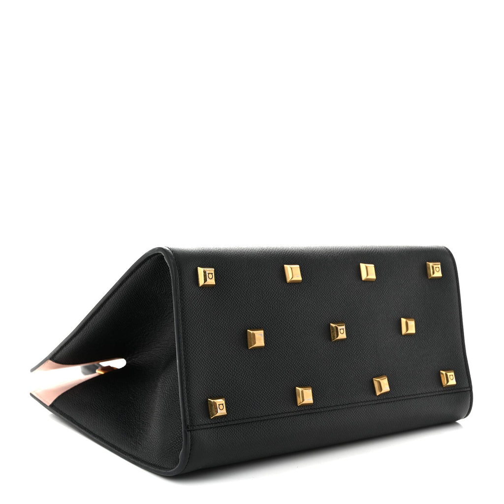 Hammered Calfskin Medium The Studio Box Bag Black