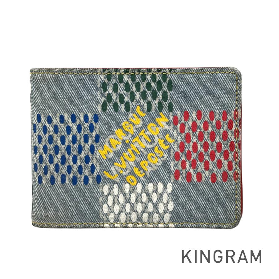LOUIS VUITTON LV Birds Damier Denim Portefeuille Multiple N00186 Bifold wallet