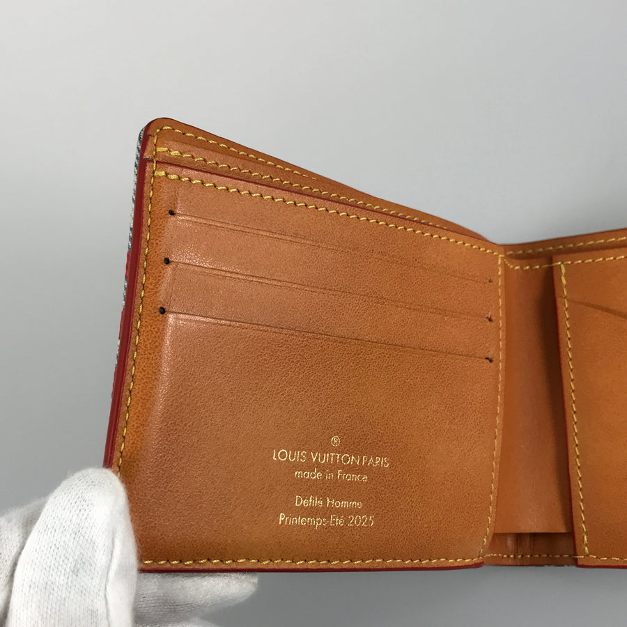 LOUIS VUITTON LV Birds Damier Denim Portefeuille Multiple N00186 Bifold wallet