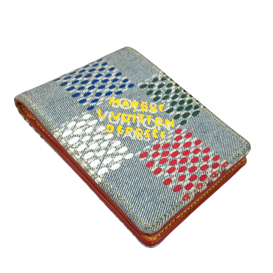 LOUIS VUITTON LV Birds Damier Denim Portefeuille Multiple N00186 Bifold wallet