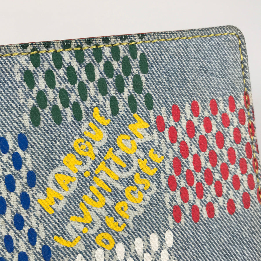 LOUIS VUITTON LV Birds Damier Denim Portefeuille Multiple N00186 Bifold wallet
