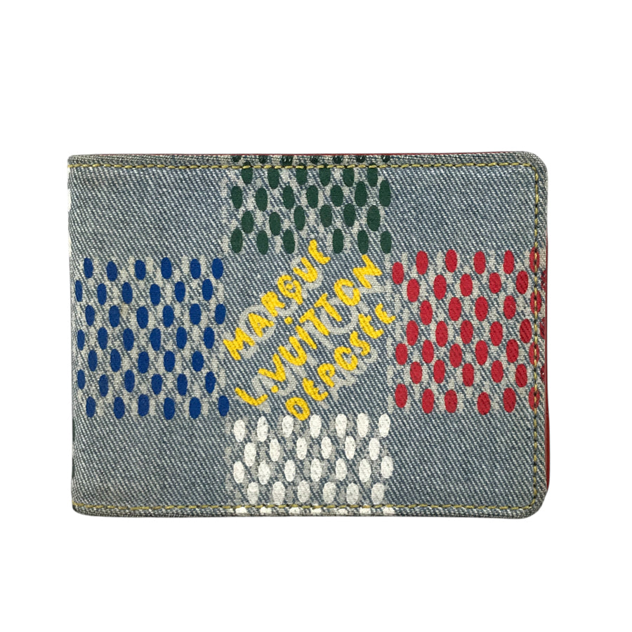 LOUIS VUITTON LV Birds Damier Denim Portefeuille Multiple N00186 Bifold wallet