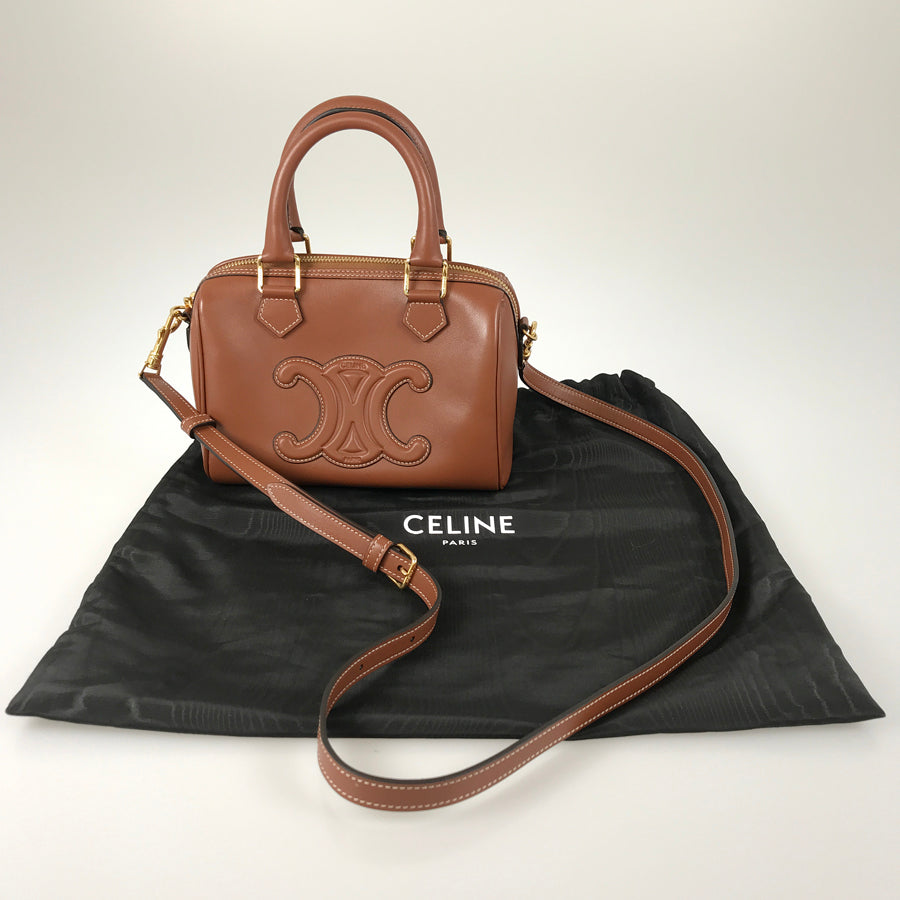 CELINE Triomphe Cuir Small Boston Bag Hand bag