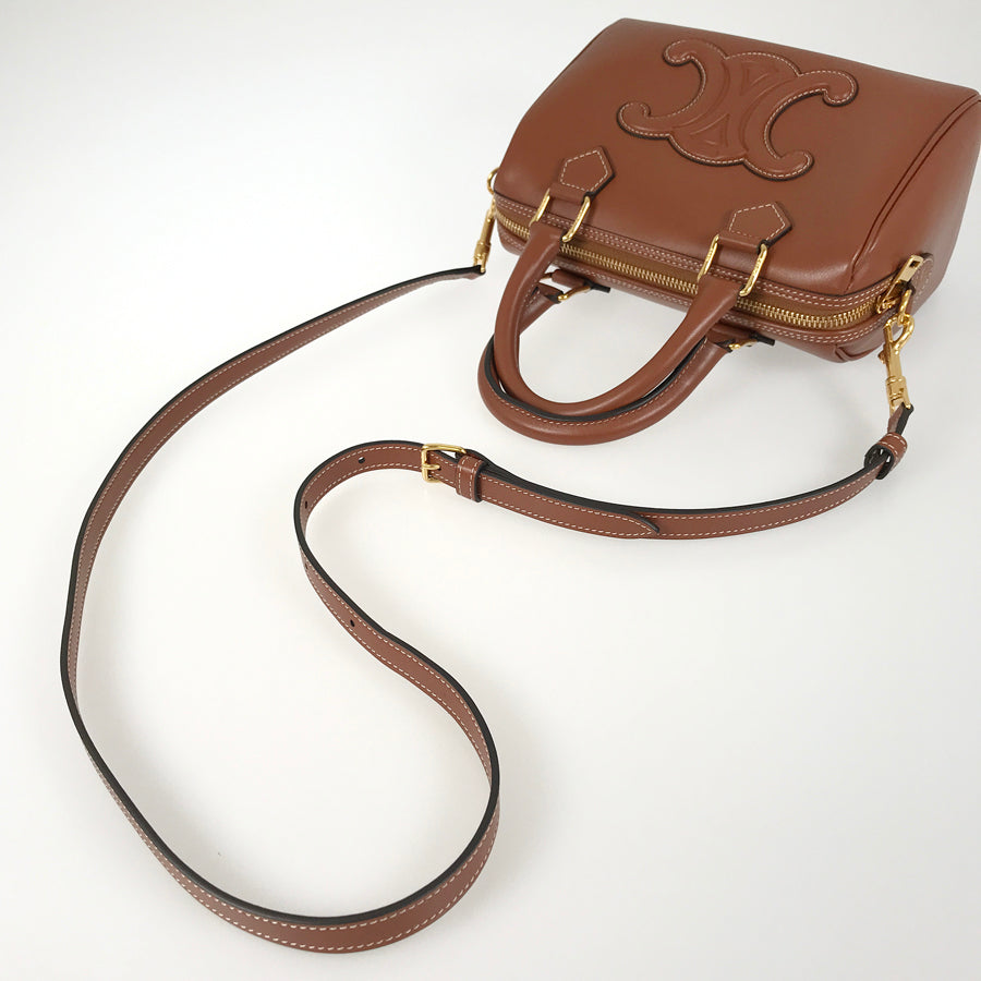 CELINE Triomphe Cuir Small Boston Bag Hand bag