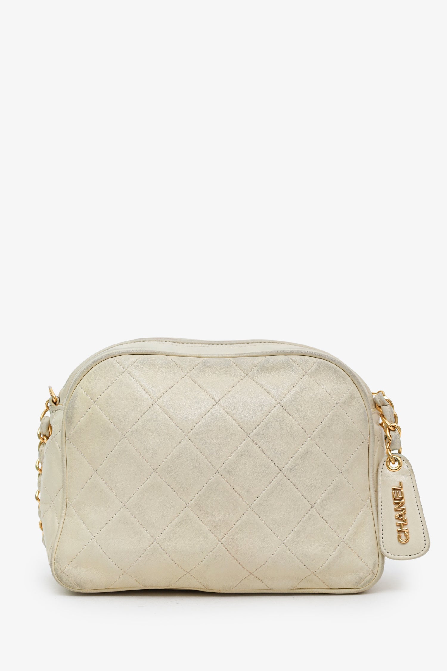 Chanel™ 1994-96 Cream Quilted Lambskin CC Mini Camera Bag