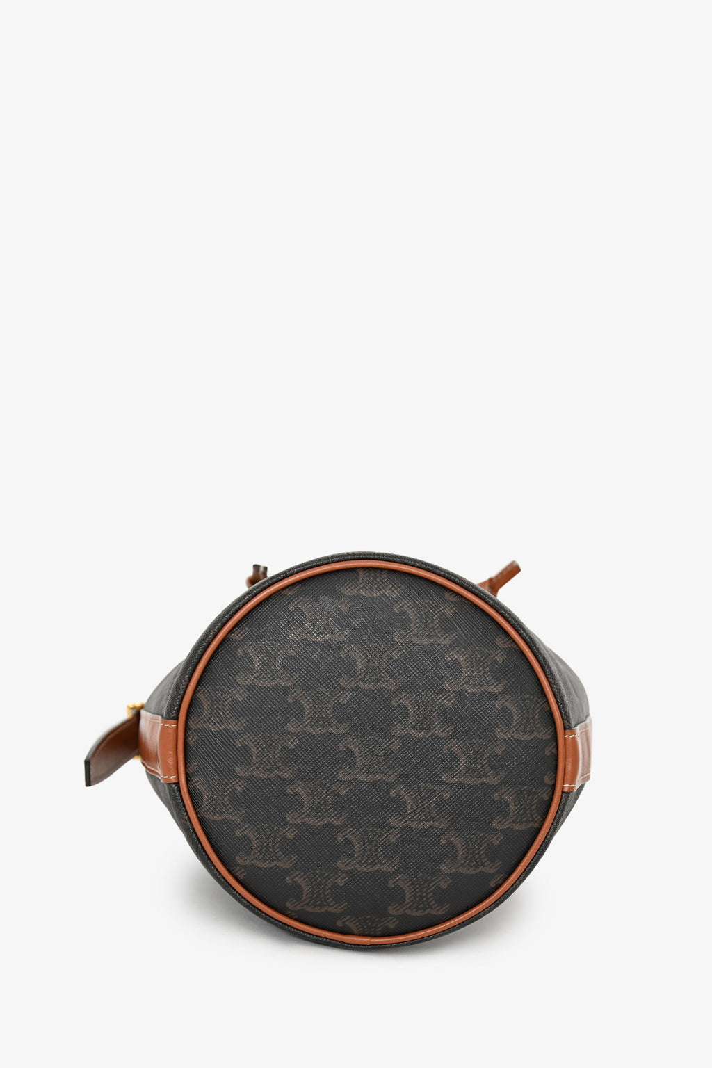 Celine Brown Triomphe Monogram Canvas Small Drawstring Bucket Bag