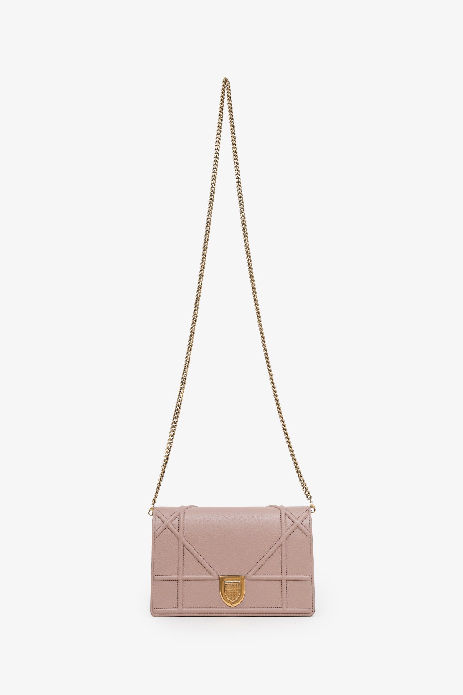 Christian Dior 2017 Pink Leather Diorama Wallet On Chain