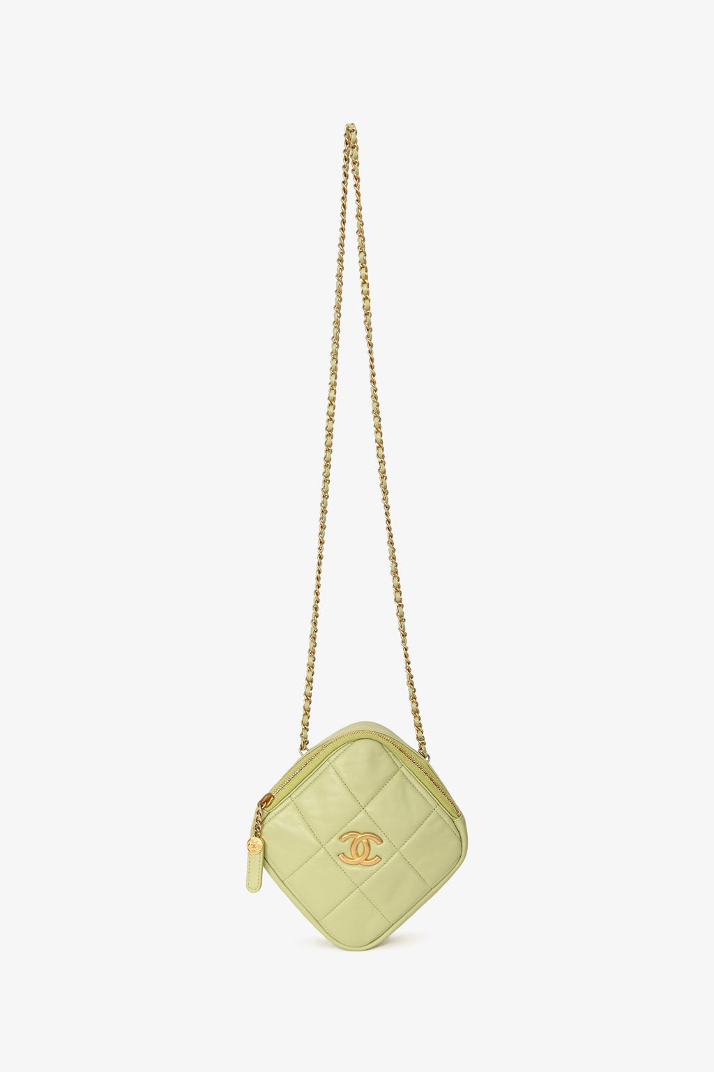 Chanel™ 2019-2020 Green Lambskin Leather Diamond CC Crossbody