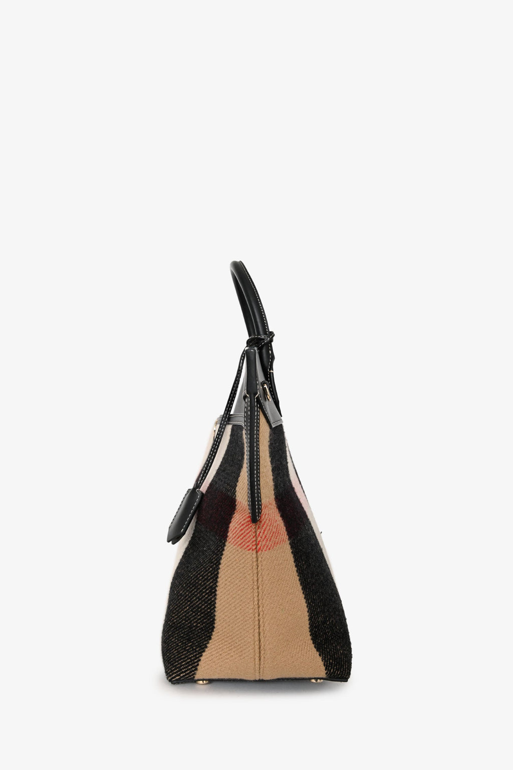 Burberry Black/Multicolour Novacheck Leather Wool Society Tote with Strap