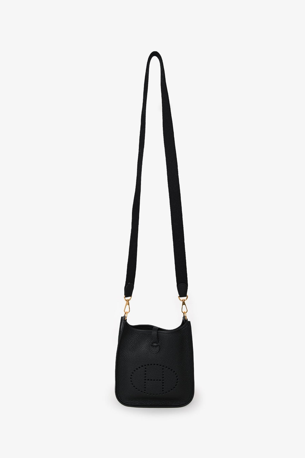 Hermès Black Clemence Leather Evelyne TPM Crossbody GHW