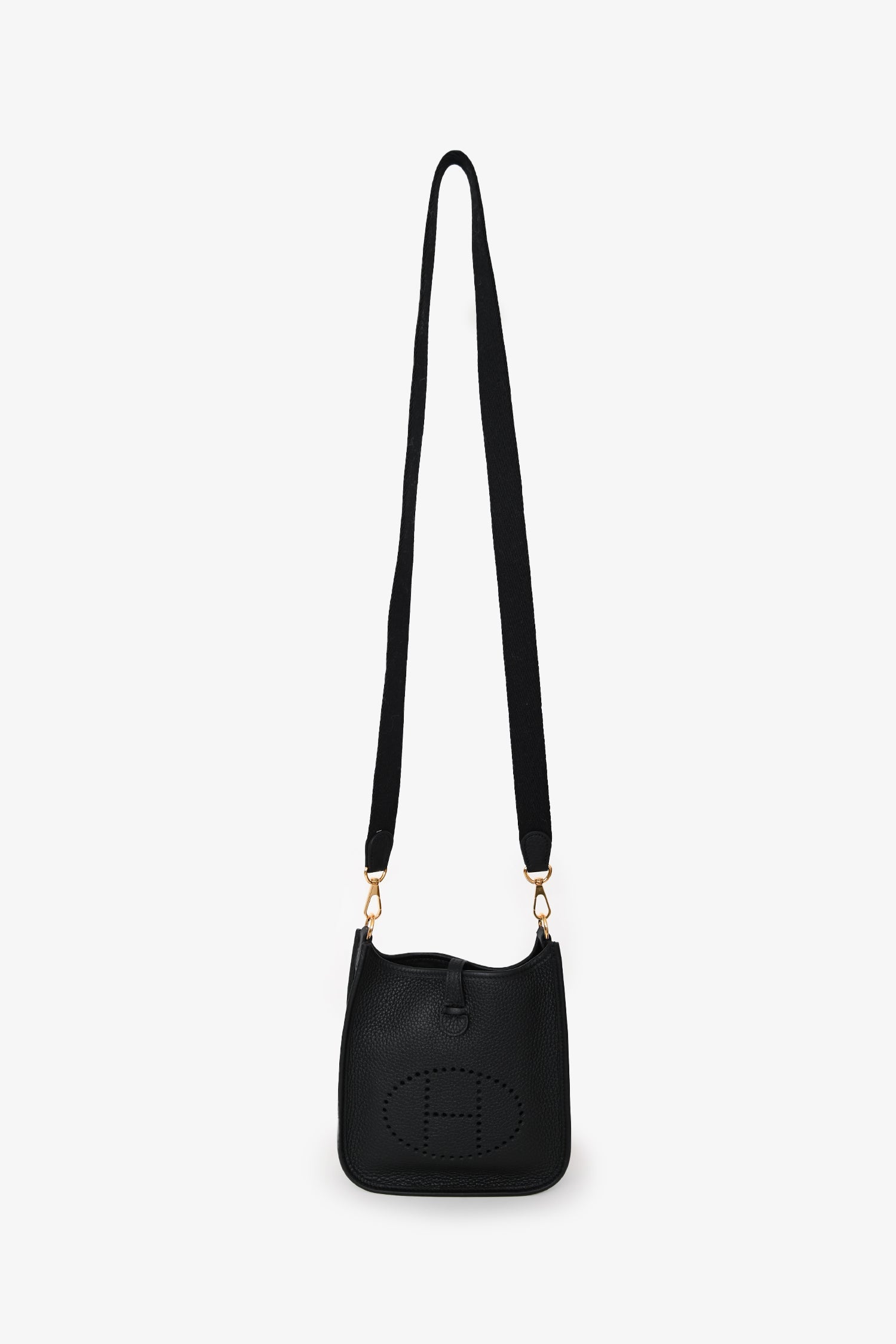 Hermès Black Clemence Leather Evelyne TPM Crossbody GHW