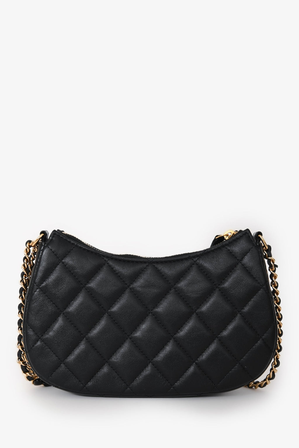 Chanel™ Black Quilted Lambskin Mini Hobo Shoulder Bag with Heart Chain GHW