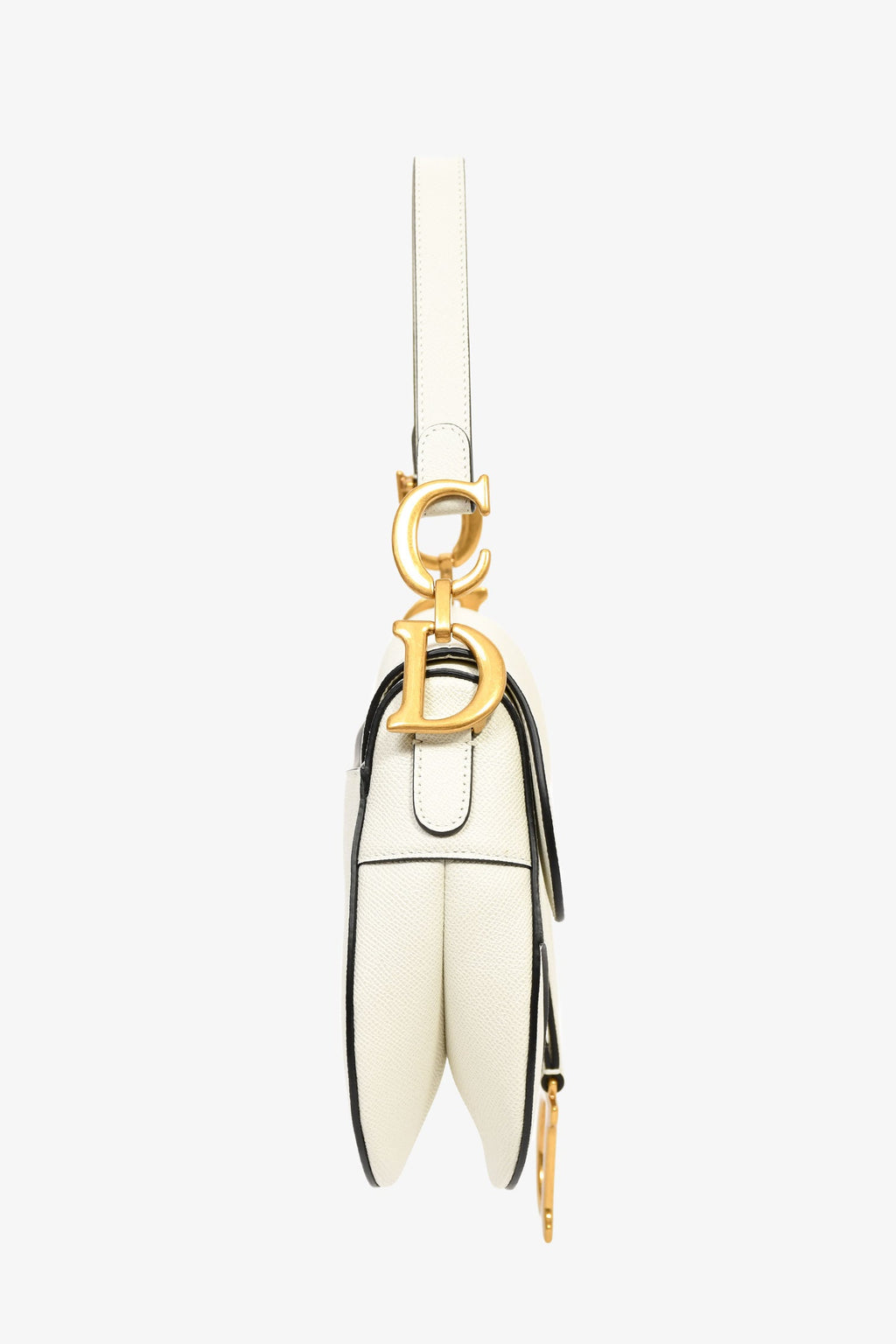 Christian Dior 2020 White Grained Calfskin Leather 'Saddle' Medium Bag